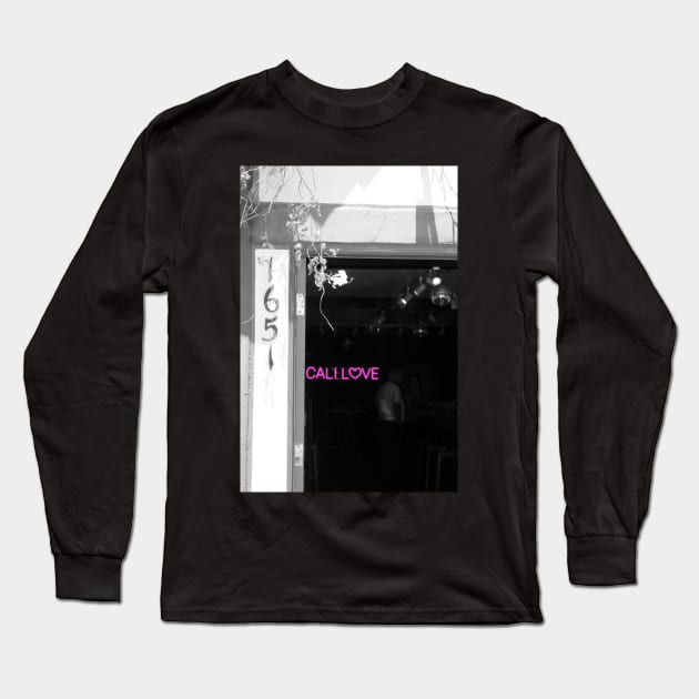 Cali Love Neon Sign in Darkened Bar Hot Pink Selective Coloring Long Sleeve T-Shirt by ButterflyInTheAttic